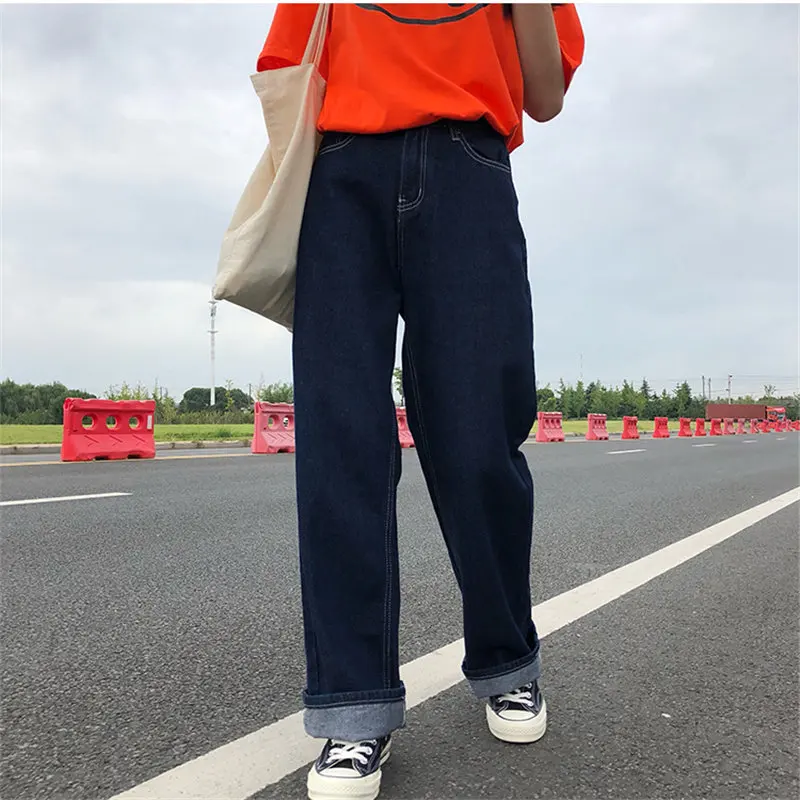 Женские джинсы с высокой талией HziriP повседневные Прямые свободного кроя