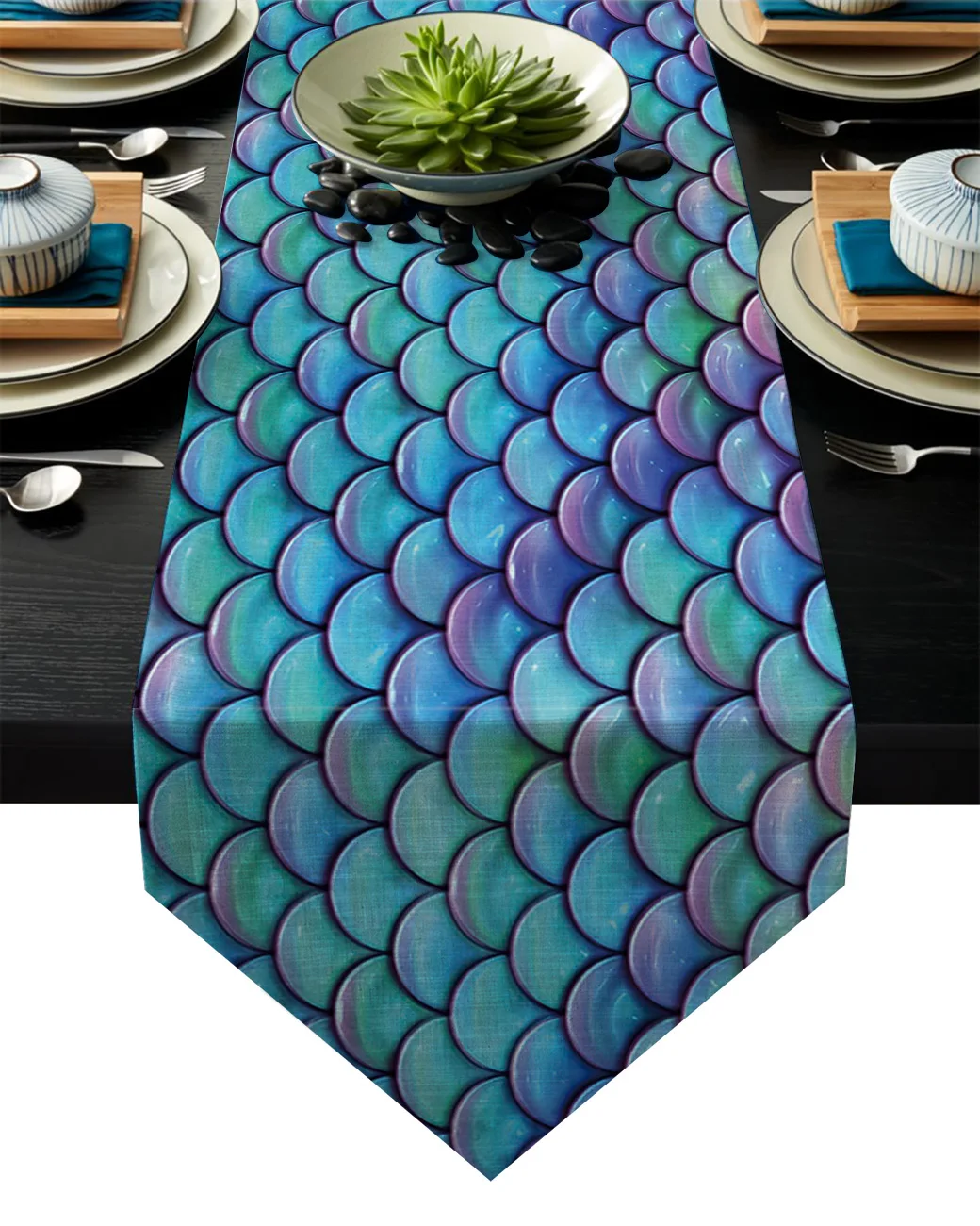 Чешуя для рыбы градиентная синяя зеленая настольная дорожка скатерти украшение