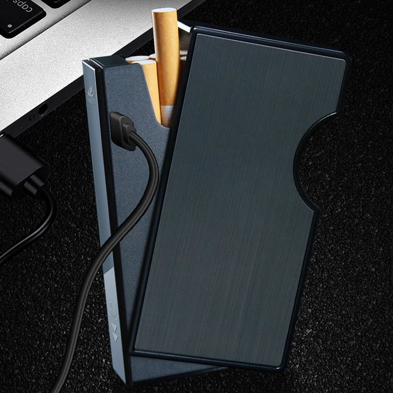 Легкий интегрированный Автоматический чехол для сигарет перезаряжаемый с 10 зажигалками USB Перезаряжаемый