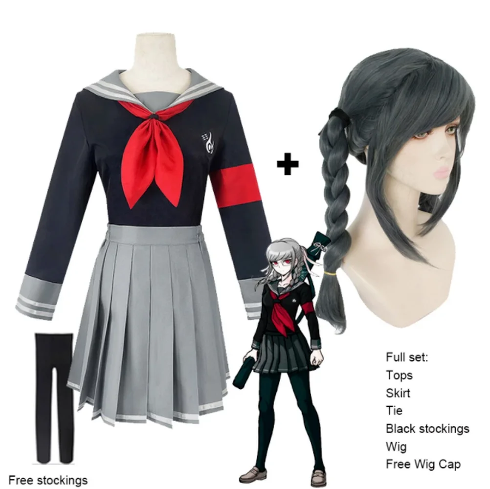 

Anime Peko Pekoyama Cosplay Costume Danganronpa Peko Cosplay Wig Schoolgirl Sailor Uniform Women Halloween Paty Costumes