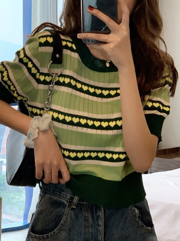 

Short Sleeve Design Blouse Women's Summer 2021 New Knitwear Short Half Sleeve Thin Sweater Niche Outerwear