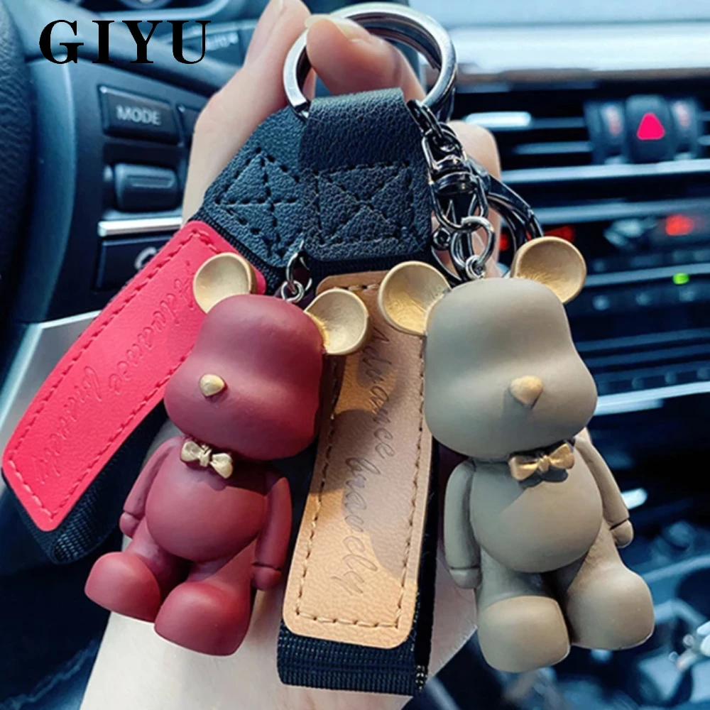 

Fashion Bow Tie Bear Keychain Women Girl Leather Lanyard Animal Key Chain Cute Bag Charms Keyring Pendant Party Jewelry Bulk