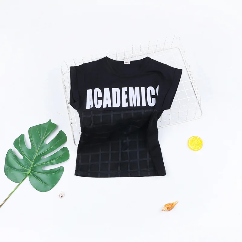 

New Children Transparent T-Shirt Boys Summer Breathable Letter Fashion Top Kids 3 4 5 6 7 Years Boutique Personality Clothes