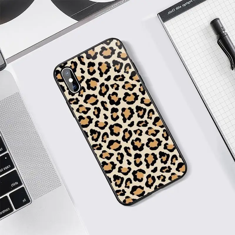 

Leopard Print art fashion Phone Case Tempered glass For iphone 5C 6 6S 7 8 plus X XS XR 11 PRO MAX