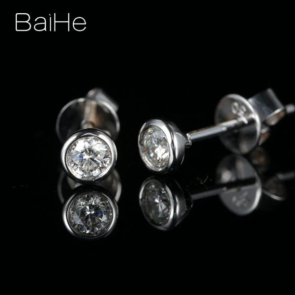 BAIHE, 18 К, белое золото, 0.20CT SI/H, натуральные бриллианты, хорошее ювелирное изделие, свадебный подарок, обручение, модные женские серьги-гвоздики