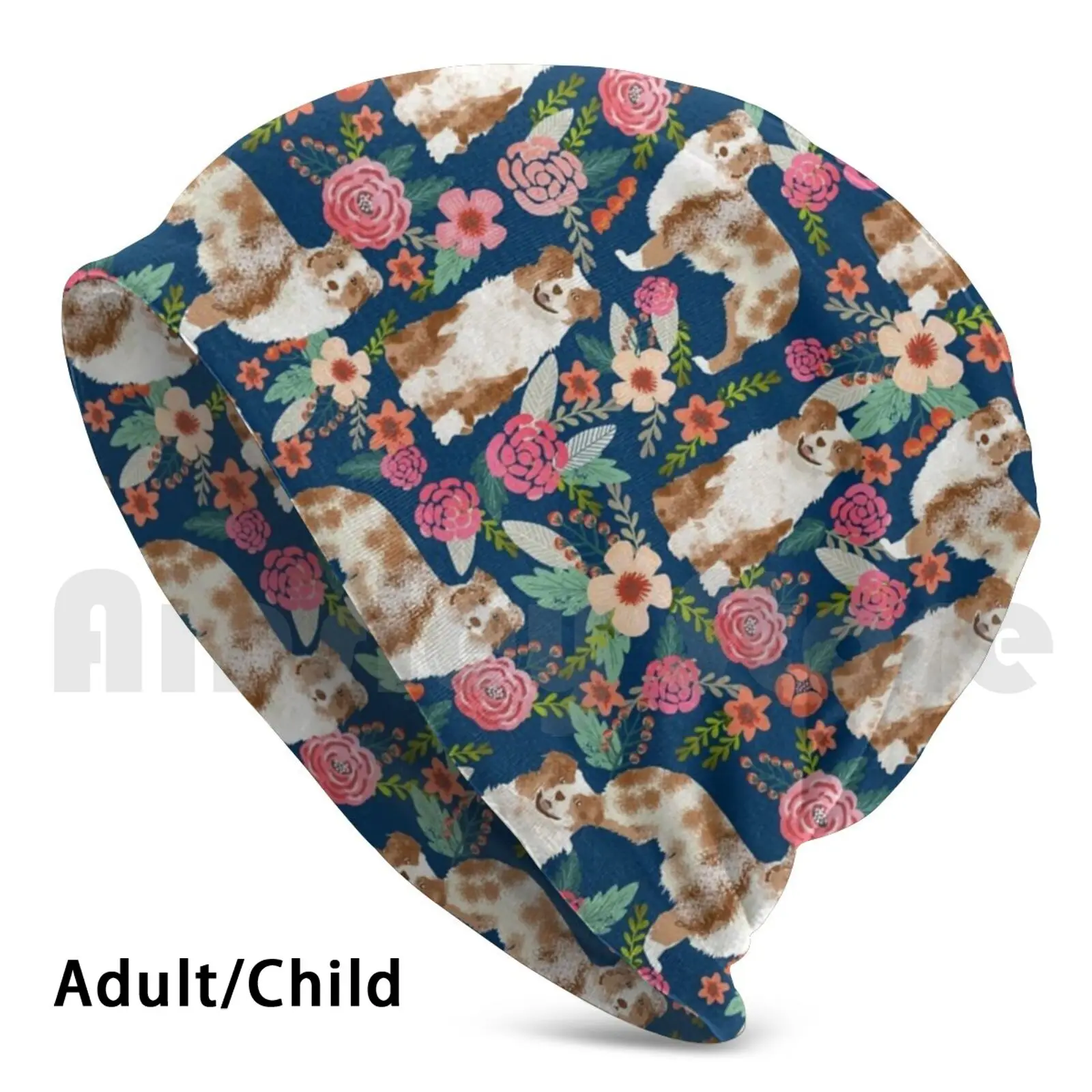 

Australian Shepherd Florals Red Merle Dog Navy Blue Hat 2174 Hat Aussie Dog Australian