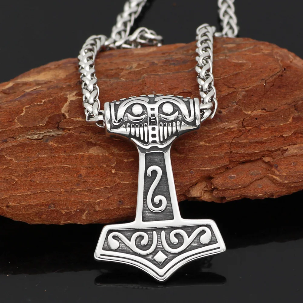 Скандинавский Викинг Mjolnir из нержавеющей стали Thor Hammer Raven Head ожерелье для мужчин с