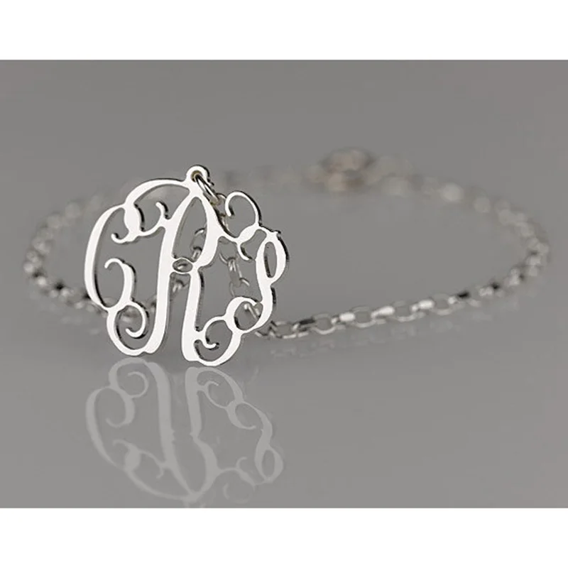 

Оптовая продажа серебряное имя браслет капля монограмма очарование персонализированные подружки невесты ювелирные изделия Рождественски...