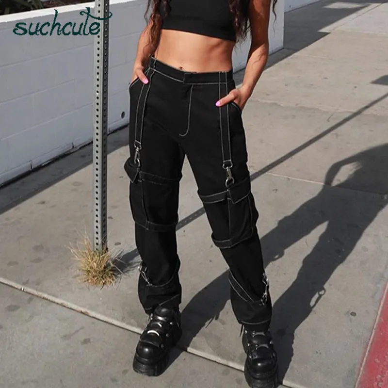 Милые брюки карго для женщин мешковатые широкие в стиле хип хоп уличная одежда