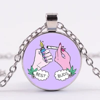 creative best buds art photo jewelry accessories cabochon glass pendant chain necklace for best friends personalized gifts