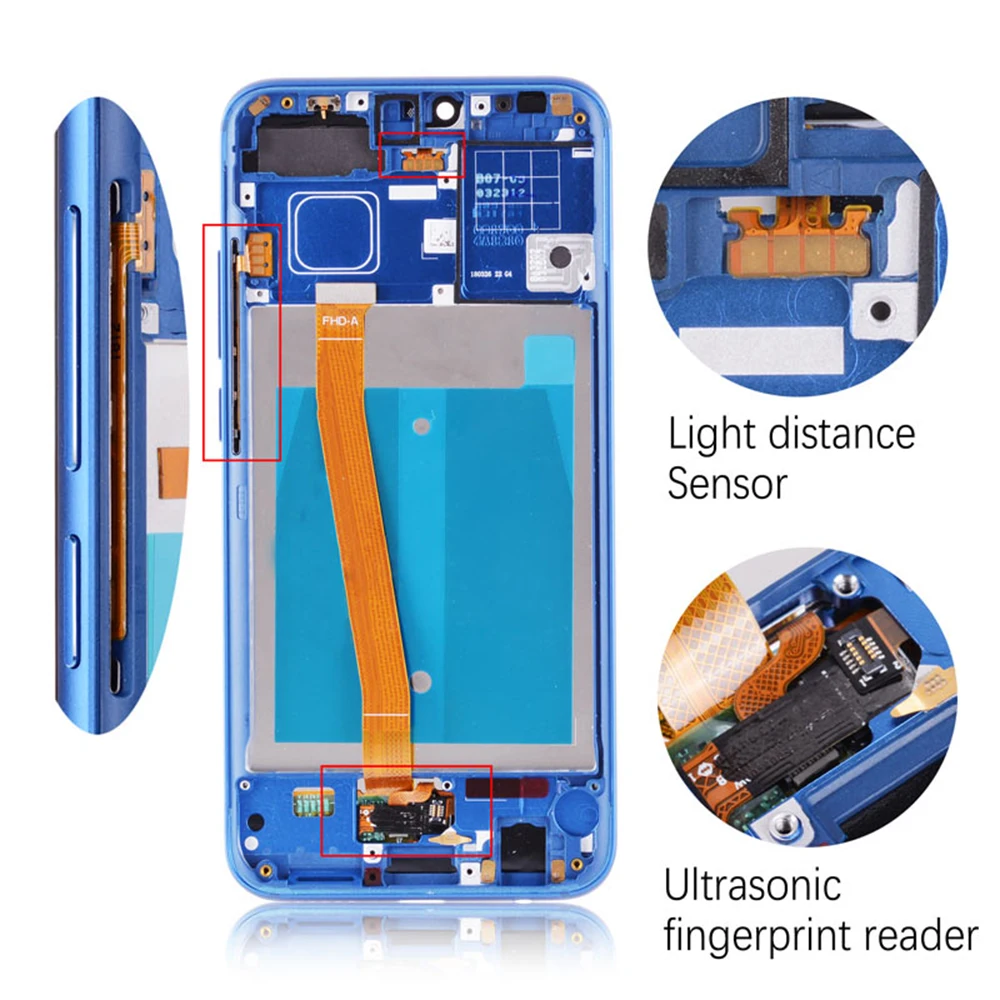 Для Huawei Honor 10 COL-L29 ЖК-дисплей + сенсорная панель стекло в сборе рамка с принтом