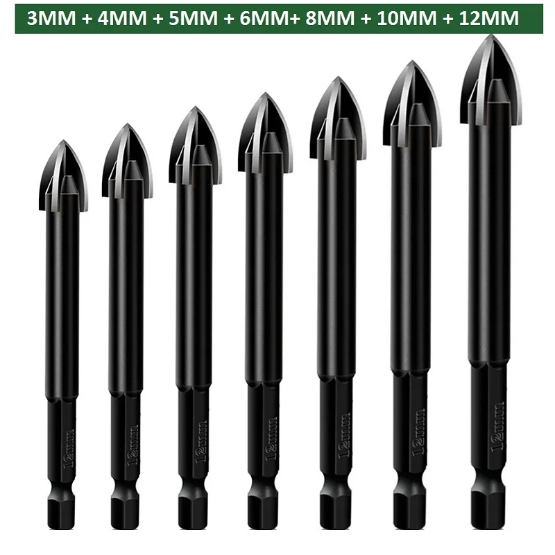 

4/5/6/8/10mm Drill Bits Cross Hex Tile Bits Glass Ceramic Concrete Hole Opener Alloy Triangle Drill Glass For Drilling Polishing