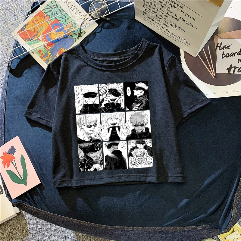 

Jujutsu Kaisen Anime Cute Tees Summer Harajuku T-shirt Vintage Punk Gothic style Streetwear Women's y2k Tops Sexy Short Clothing