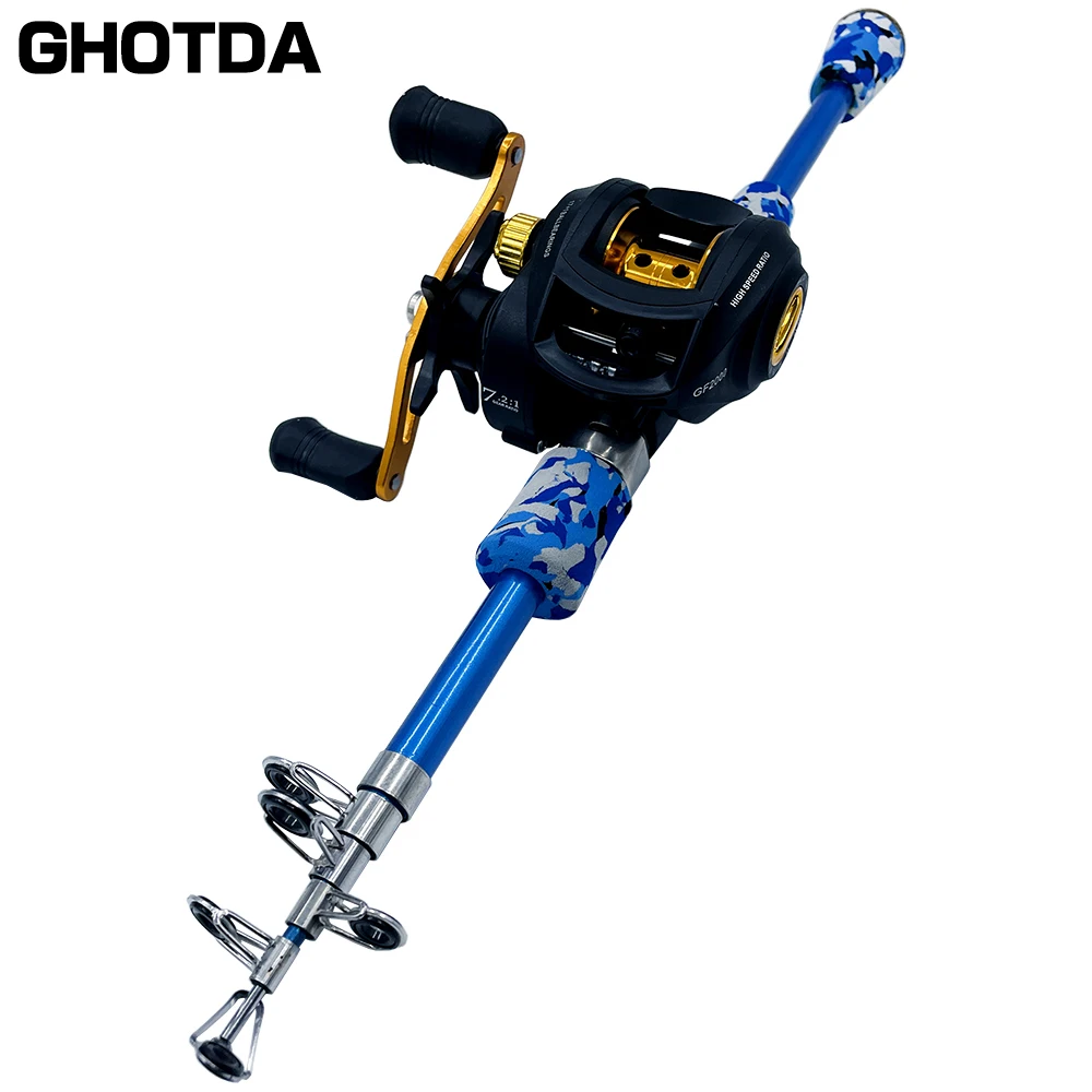 

GHOTDA 1.3-1.8m Telescopic Fishing Rod and 17+1BB Fishing Reel Wheel Portable Travel Spinning/Casting Fishing Rod Combo