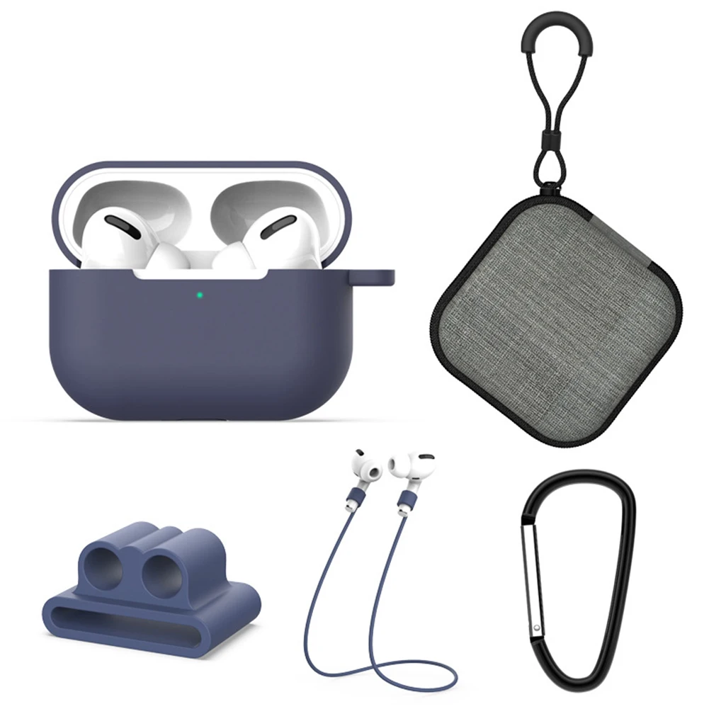 5IN1 силиконовый защитный чехол для наушников коробка AirPods Pro сумка хранения Анти