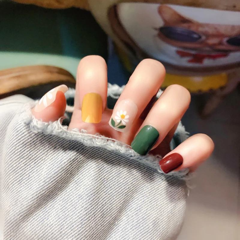 24 ПК с изображением Дейзи акриловые Полное покрытие Пресс на поддельные