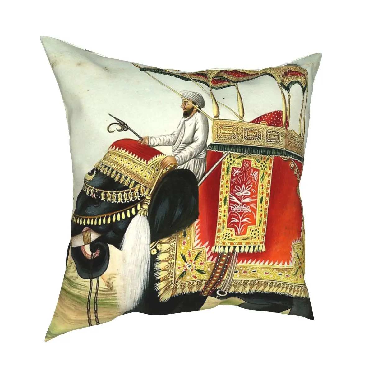 

Vintage Decorated Elephant With Howdah Painting Cushions for Sofa Custom Pillowcase Decorative Throw Pillows Cover for sofa home