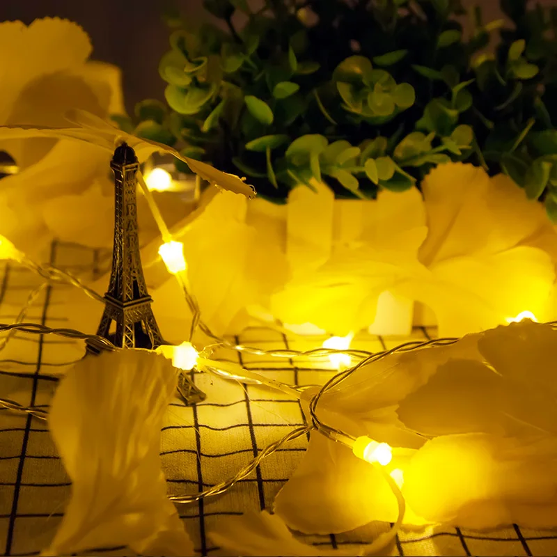 warm white 3M 20LED 6 м 40LED Ginkgo Biloba сказочные гирлянды на батарейках водонепроницаемые рождественские гирлянды для украшения свадьбы - Испускаемый цвет: warm white