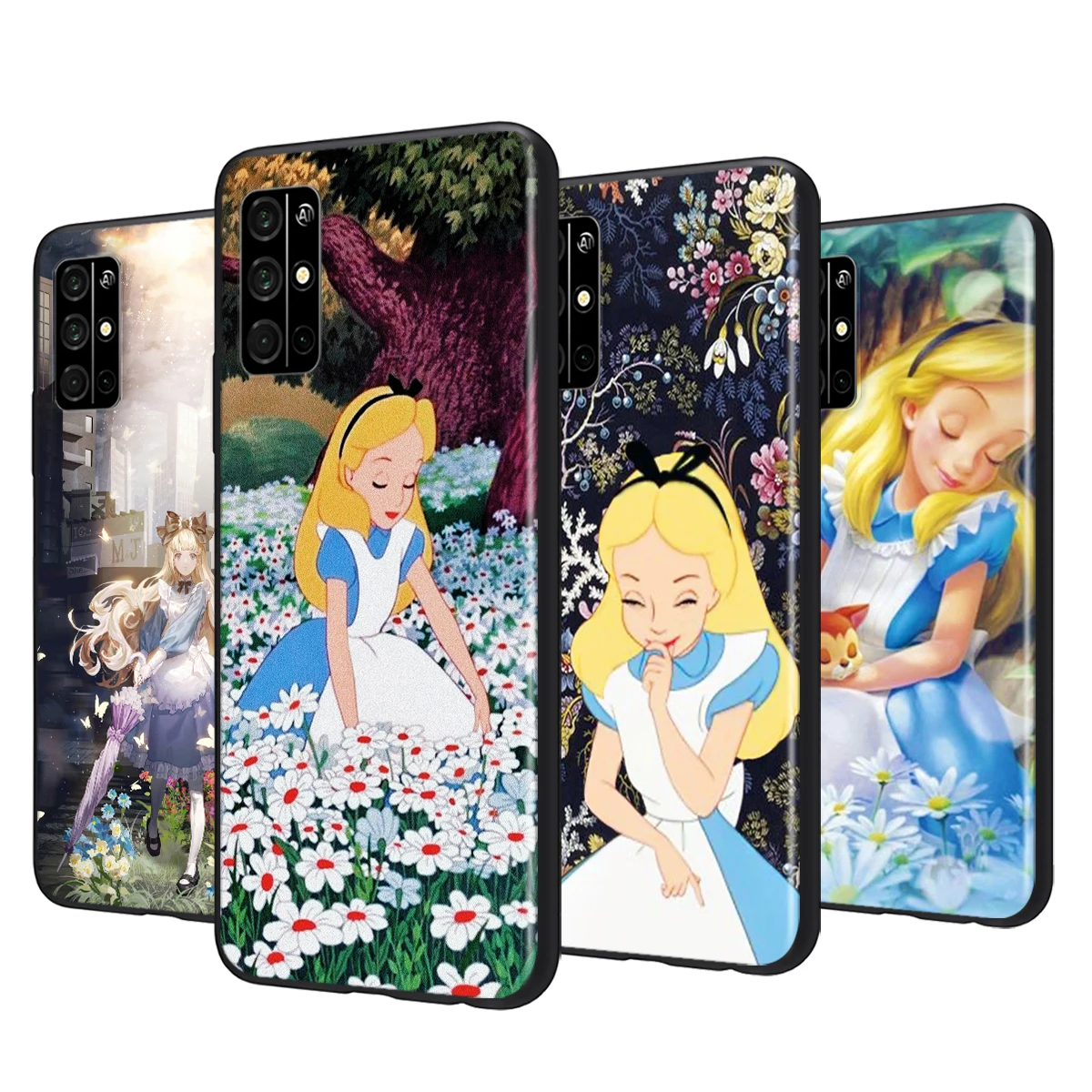 

Soft Silicone Cover Alice in Wonderland For Honor 50 X20 SE V30 30 30S Magic 3 Play 5 5T Pro Plus 5G Black Phone Case