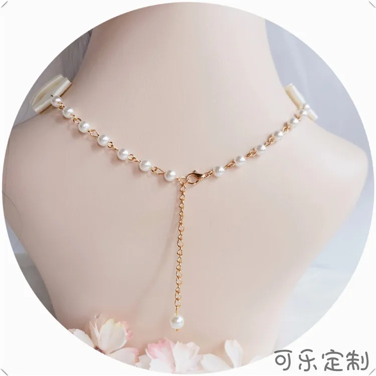 

Japanese Original Handwork Lolita Wild Gorgeous Bowknot Pearl Necklace European Style Vintage Collar Soft Sister Clavicle Chain