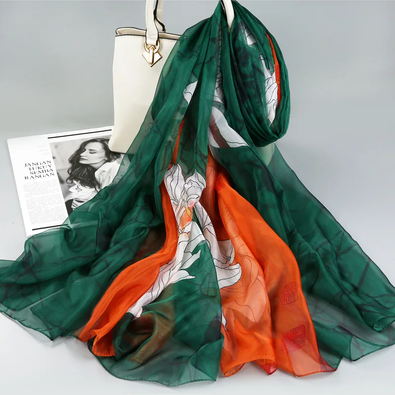 

2020 Spring Fashion Lady Long Chiffon Scarf Silk Scarf Print Shawl Thin Beach Towel Silk Scarf Head Scarf Women Scarf 140*200cm