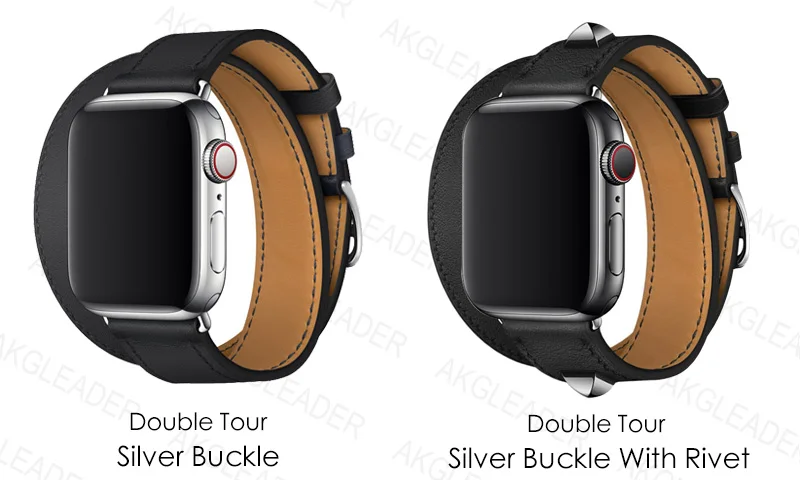 40 мм 44 мм черный ремешок для Apple Watch Series 5 ремешок для часов из натуральной кожи браслет один двойной тур полосы для iWatch серии 3 2