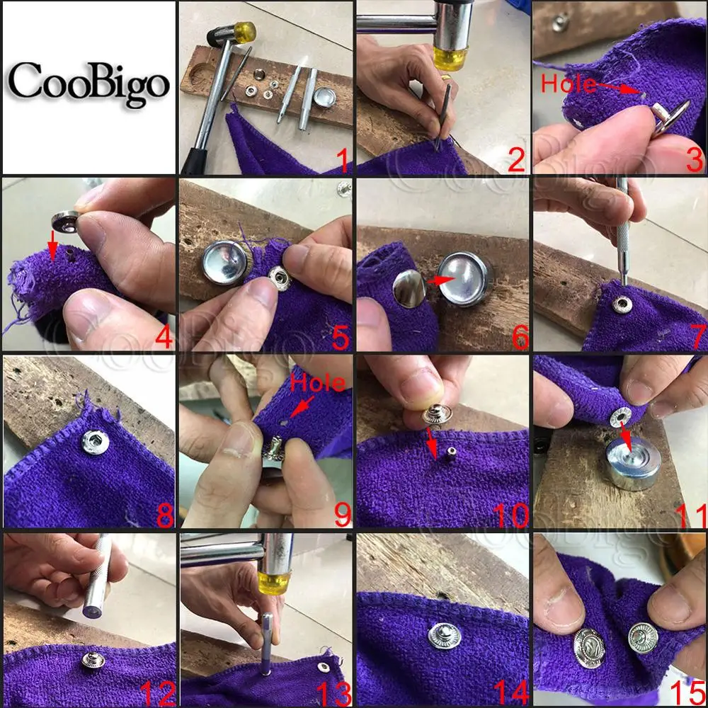 50 Набор металлические кнопки пришивания пуговиц застежки для шитья кожи ремесла