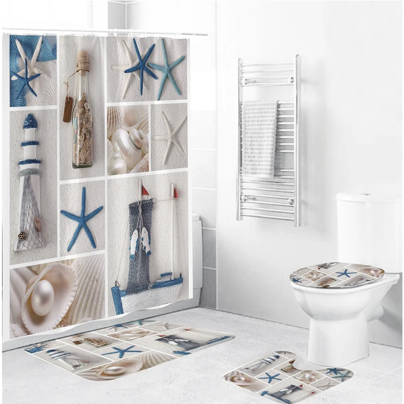 Новинка 2020 занавеска для душа в пляжном стиле с принтом ванной комнаты
