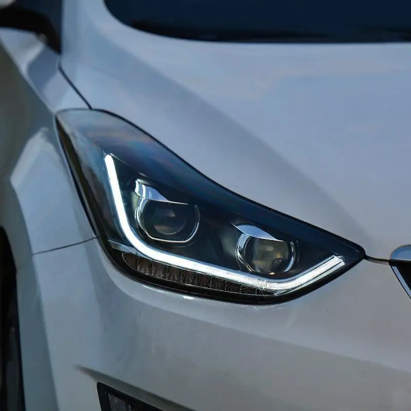 Боковой указатель поворота внешний стиль авто Drl светодиодные дневные ходовые части фары автомобильные фары в сборе для hyundai Elantra