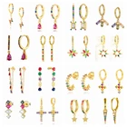 Женские серьги-кольца с молнией и звездой, из стерлингового серебра 925 пробы