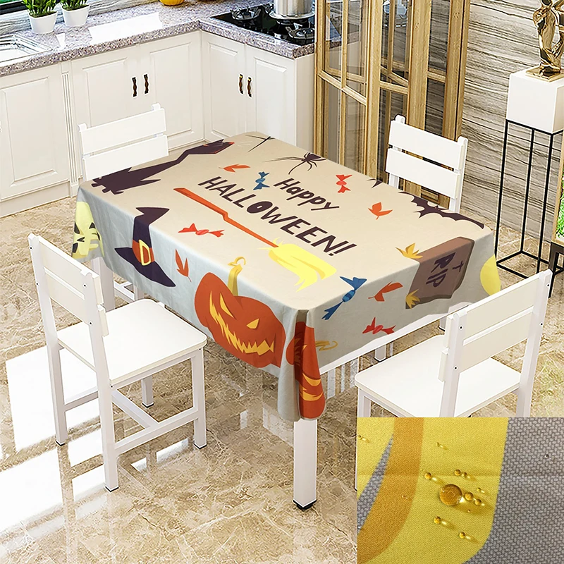 Скатерть на Хэллоуин Simanfei водостойкая маслостойкая с принтом обеденный стол