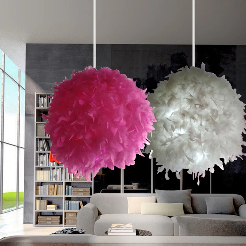 Bedroom foyer with led bulb plume plumage stylish hanging sphere pendant light round ball lamp | Лампы и освещение