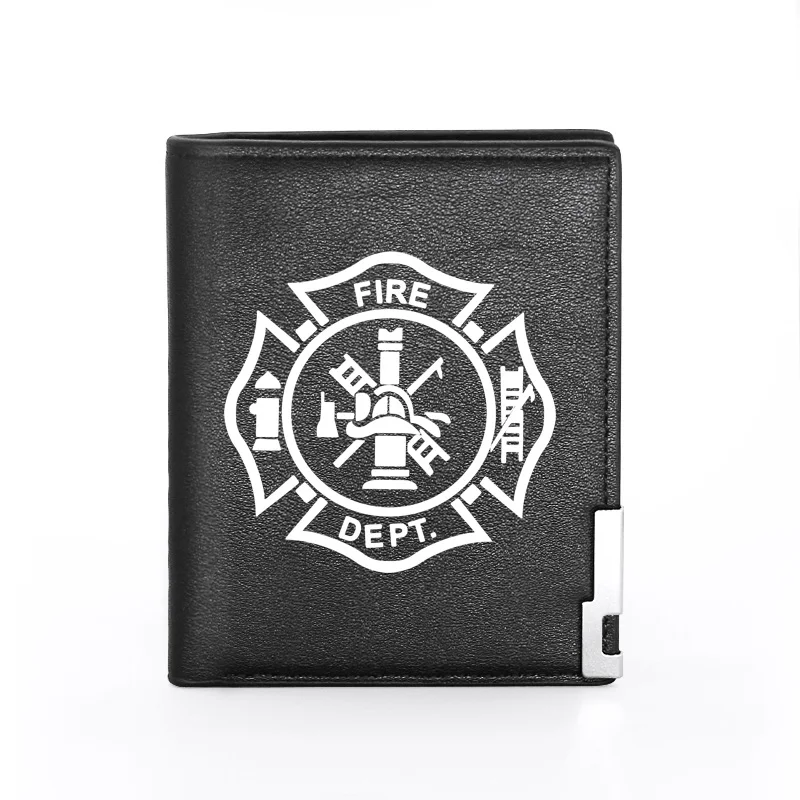 

Индивидуальный Черный кожаный мужской кошелек пожарного с защитой от огня, Классический держатель для кредитных карт, короткий кошелек