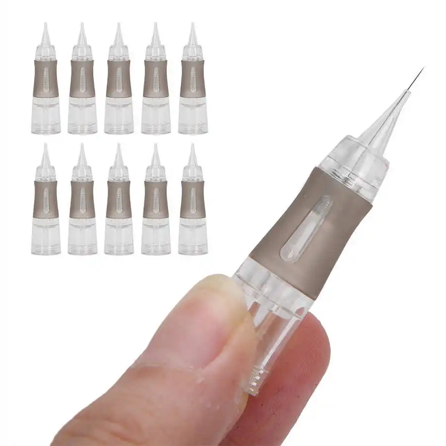 10Pcs Disposable Eyebrow Tattoo Needles Microblading Semi-Permanent Makeup Cartridge Full Throw Screw Mouth Needle | Красота и