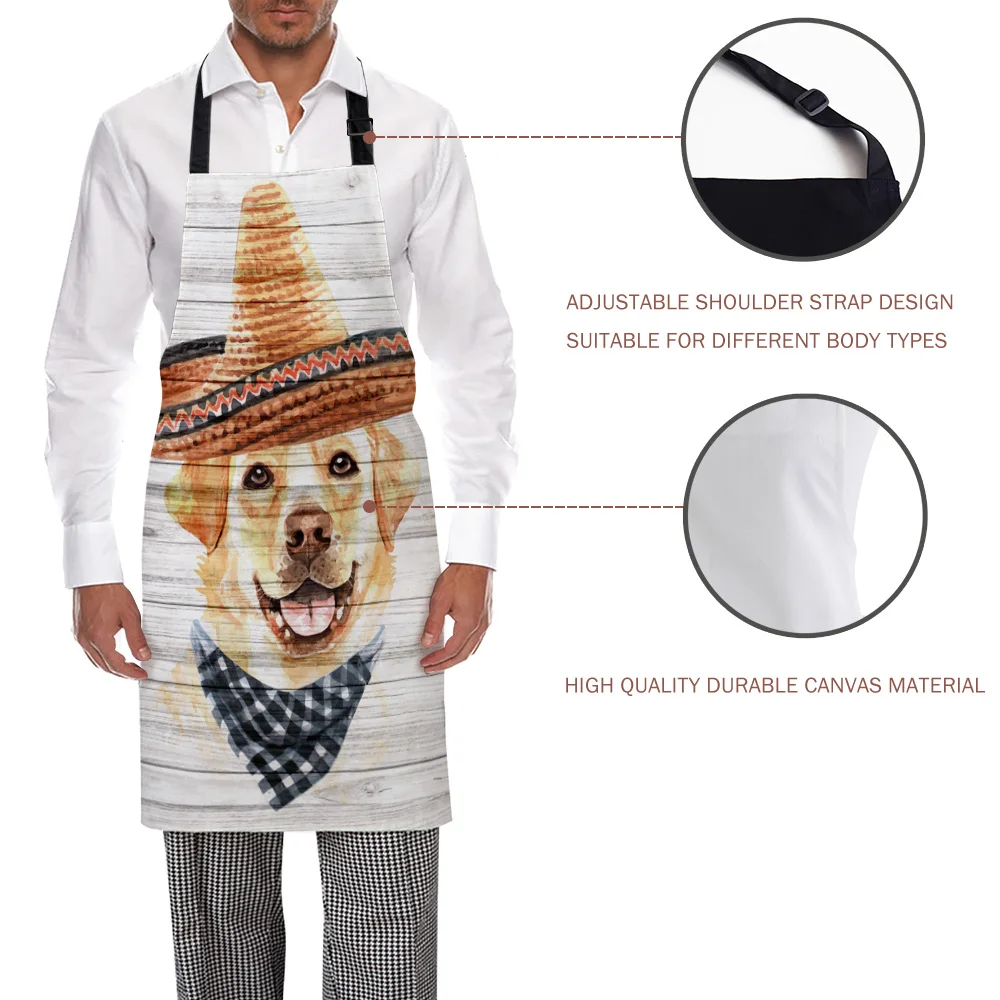 Смешной фартук золотой ретривер собака на деревянной доске Кухонные фартуки для