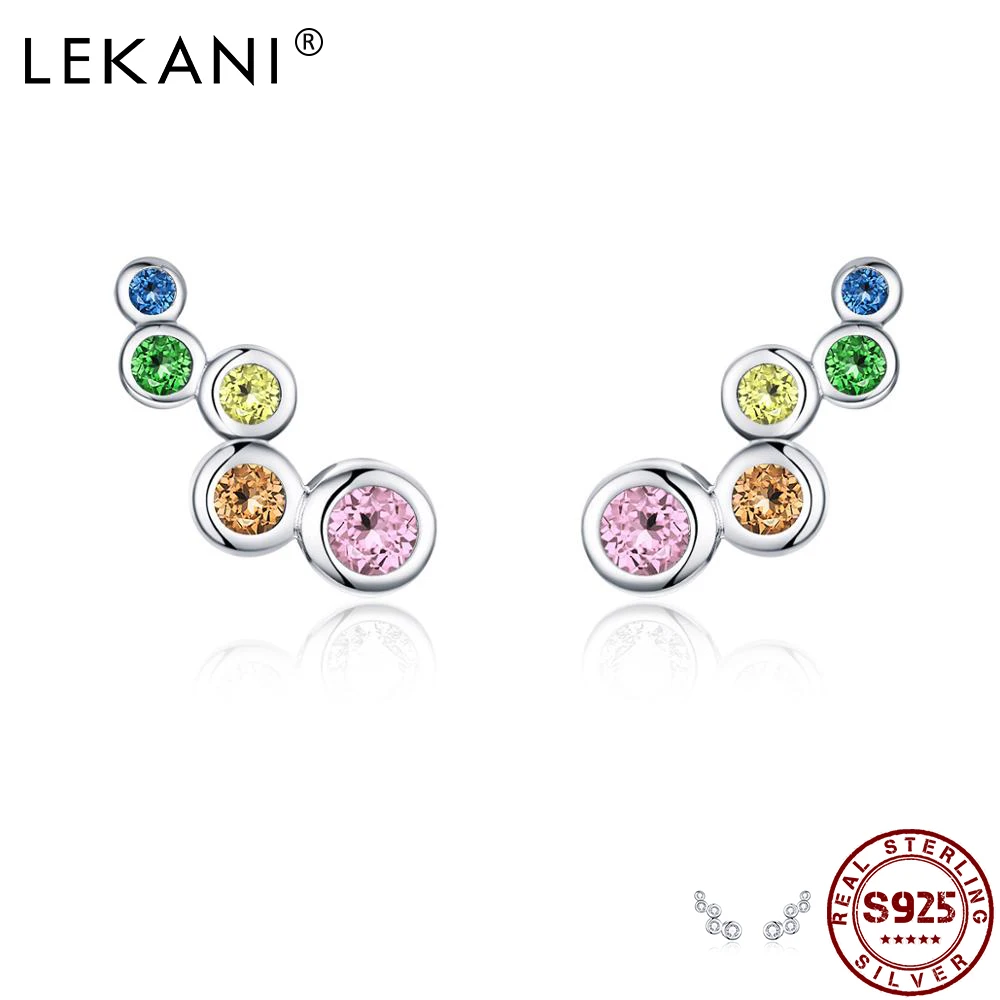 

LEKANI Woman Fashion Earrings Geometric Element 925 Sterling Silver Jewelry Engagement Party Gift Long Shiny Zircon Earring