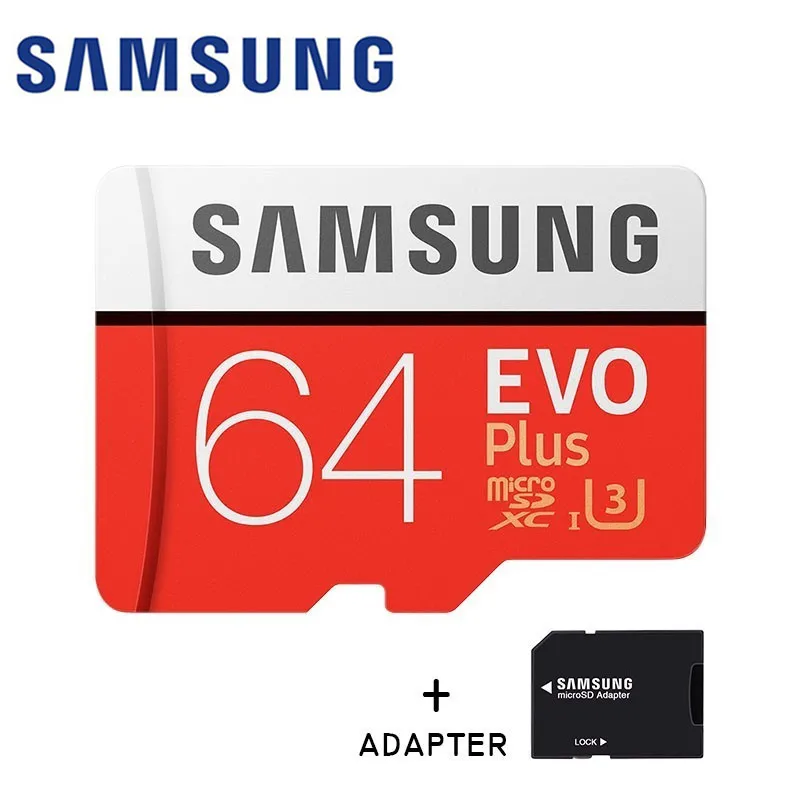 Карта памяти SAMSUNG Micro SD карта 32 Гб SDHC 64 128 ГБ 256 512 EVO + SDXC C10 4K TF с адаптером для