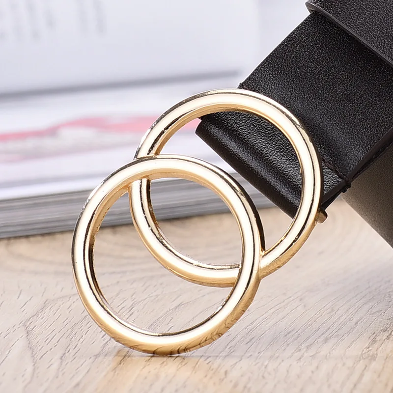 Ремень Регулируемый с двойным кольцом женский модный тонкий пояс пряжкой в ретро