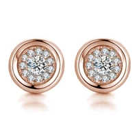 1 pairs brilliant starry sky full of zircon round earrings silver and rose gold colors