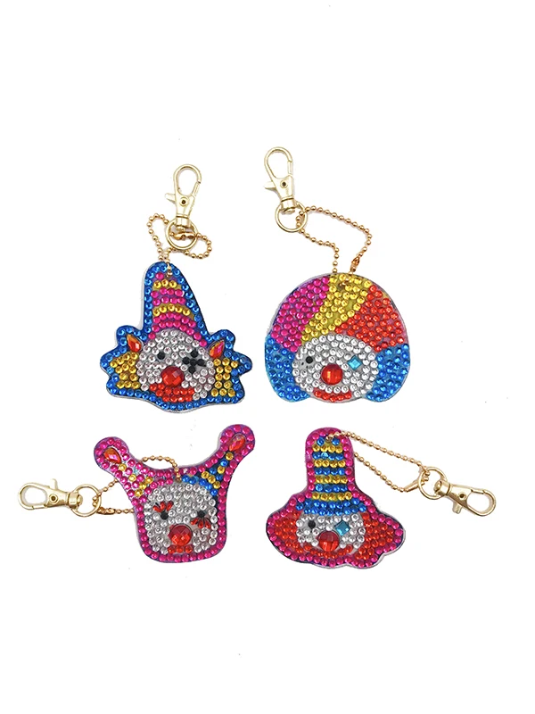 

4Pcs animal Modeling DIY Full Diamond Diamond Painting Keychain Female Bag Pendant Keychain Jewelry Keyring Gift