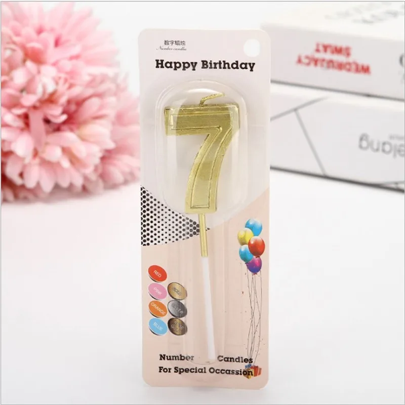 Gold 7 Cakelove 1 шт. 0-9 Золотые свечи-цифры на день рождения для дня рождения свечи номер 0-9 свечи для торта топпер для детей - Цвет: Gold 7