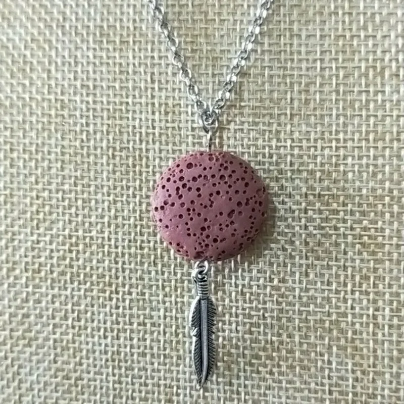Leaf 12 COLORS Aroma Colorful Lava Stone Pendant DIY Aromatherapy Essential Oil Diffuser Necklace Jewelry Long Chain ACC Women | Украшения
