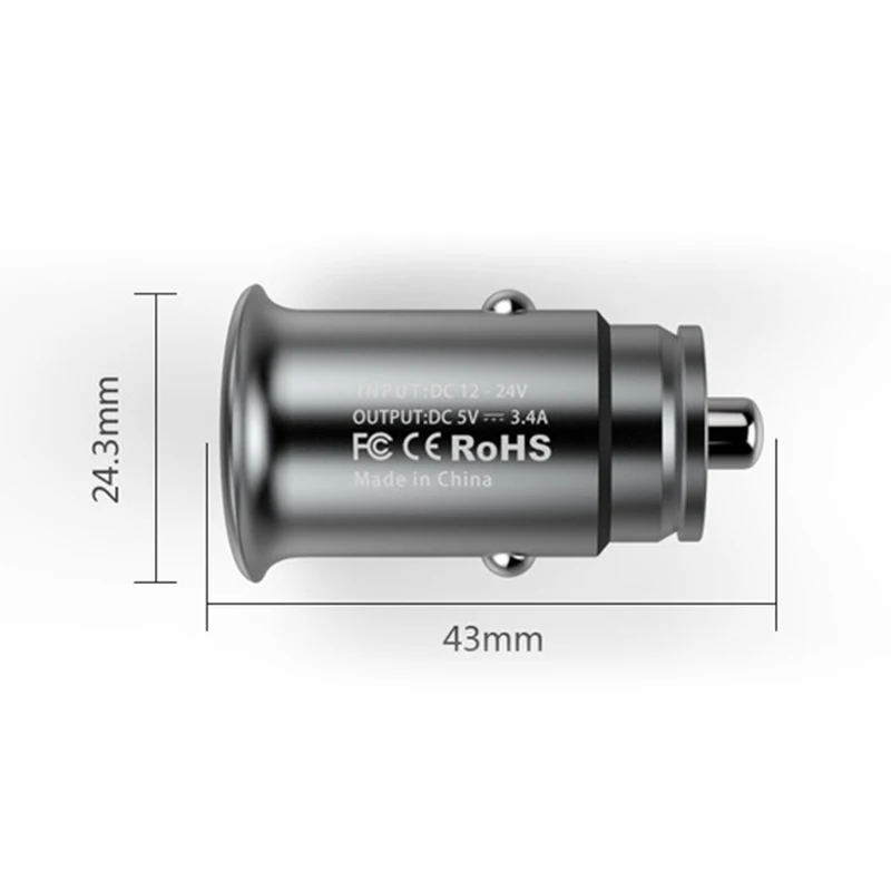 Автомобильное зарядное устройство из цинкового сплава полностью металлическое