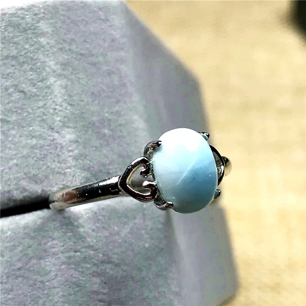 Кольцо с натуральным синим ларимаром 7 Х5 мм ювелирные изделия для женщин и мужчин