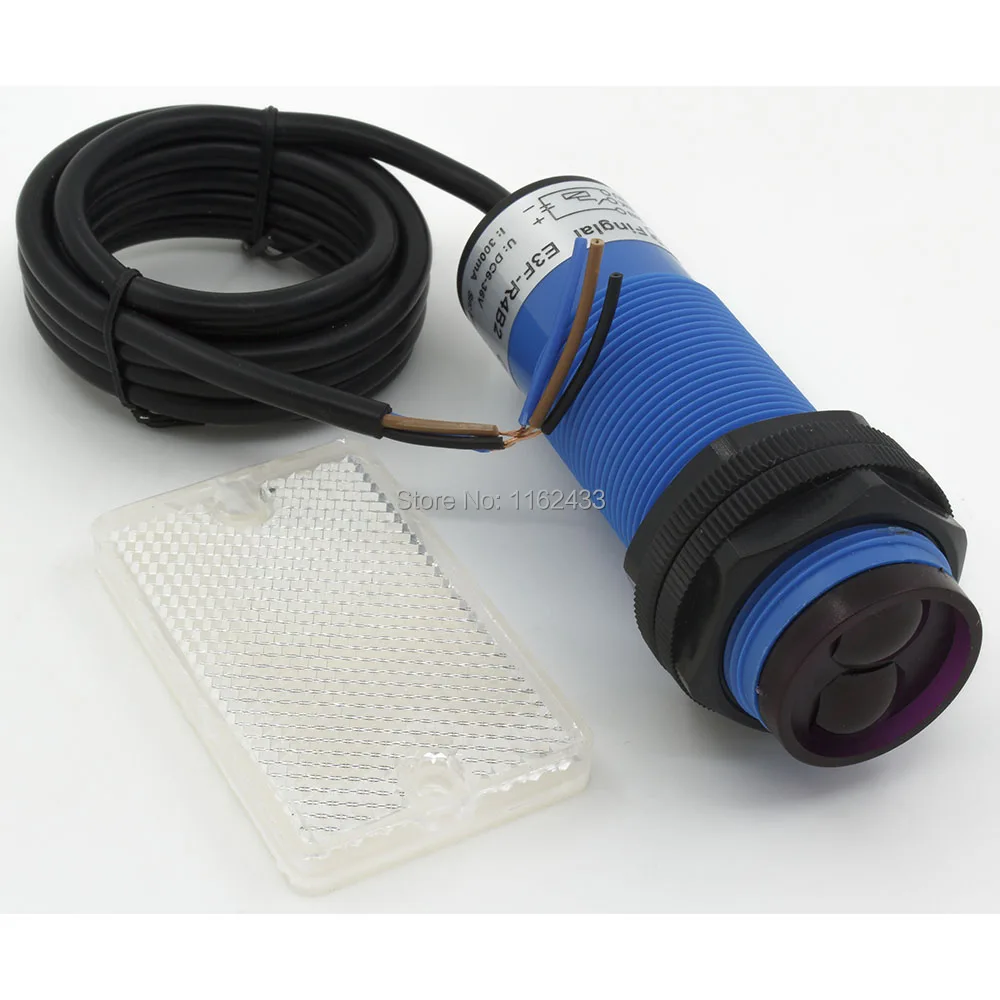 Фотоэлектрический рефлекторный переключатель с отражателем E3F R4B2 M30 4m Измерение