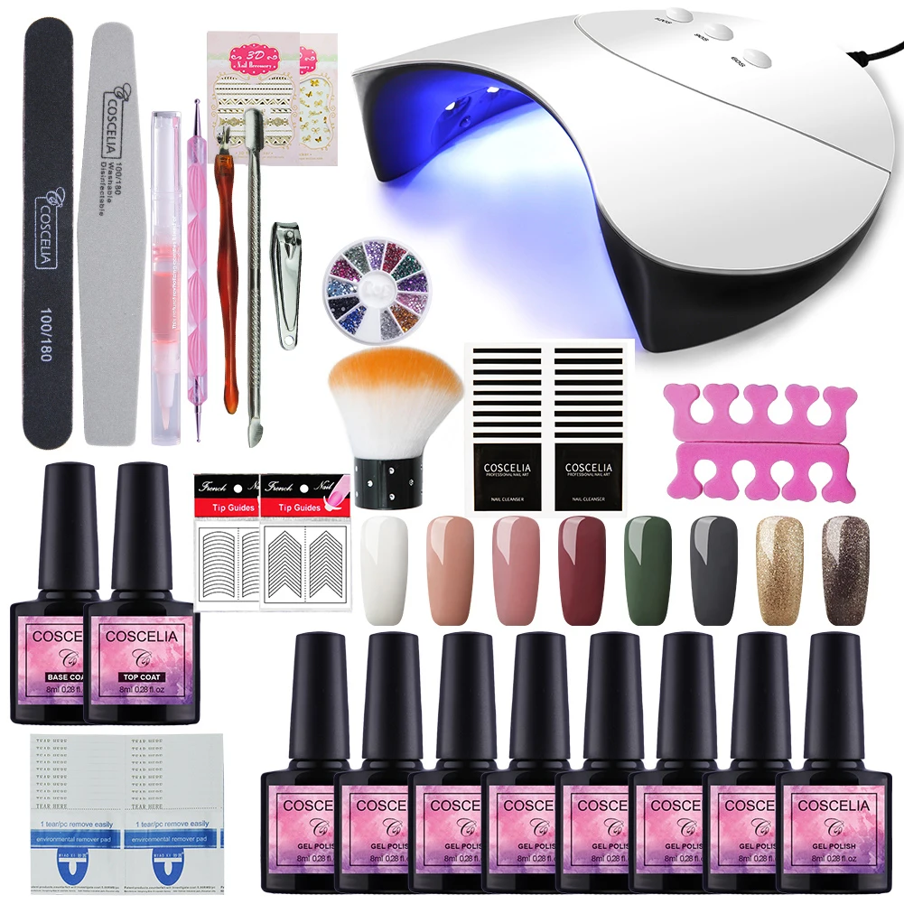 Набор лаков для ногтей набор отмачиваемый Гель лак УФ светодиодная лампа