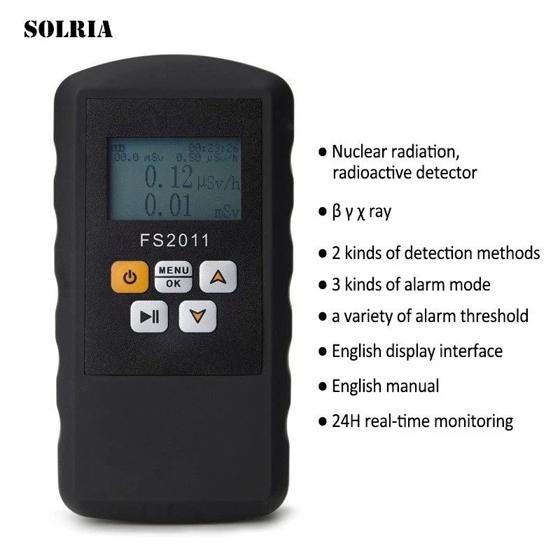 FS2011 Nuclear Radiation Detector Dosimeter Alarm Tester Tool LCD Display Radioactive Detector