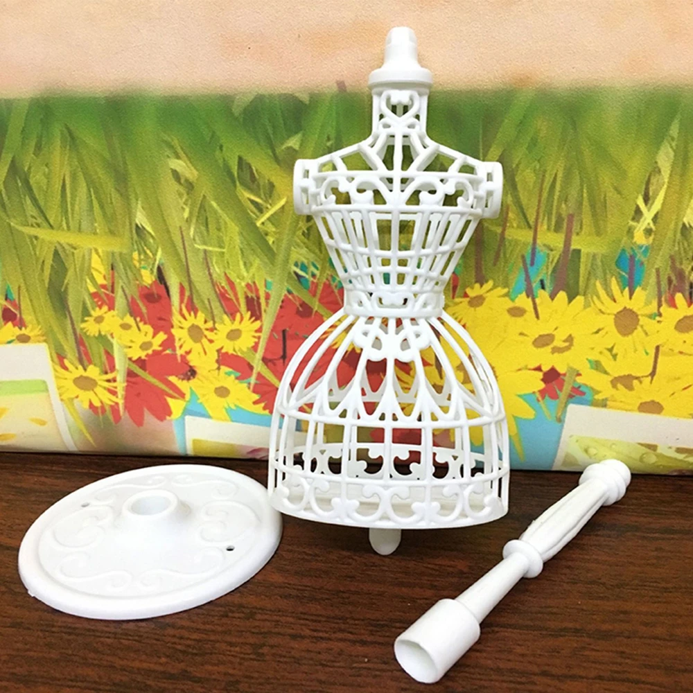 1Set White Display Hollow Model Hanger Holder Stand Gown Dress Clothes Rack Doll Mannequin Girls Dolls DIY Dollhouse Accessories | Игрушки и