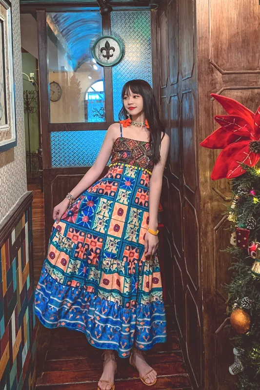 

Dresses Korean fashion Bohemian Vintage Printed Embroidered Ethnic Style Dress Kawaii