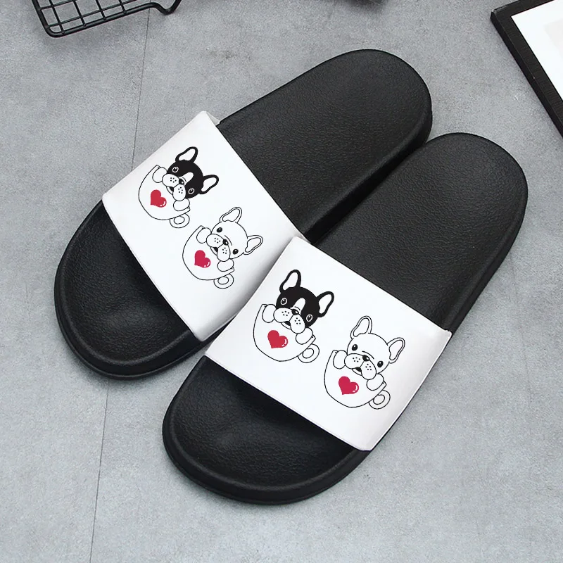 

Cute Women Slippers Summer Slides Cartoon Dog Shoes for Ladies Home Indoor slipper Thick Sandals Couple filp flops female shoes